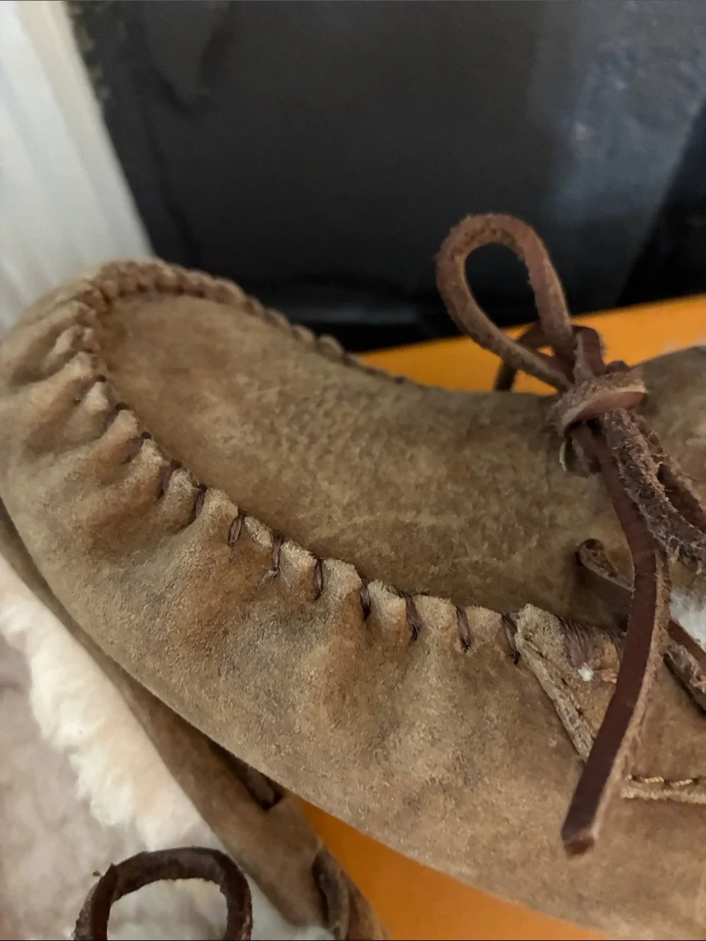 UGG Men’s Chestnut Brown Shearling-Lined Moccasin Slippers